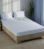 Monkler Powder Blue 100% Cotton Check King Size Bedsheet with 2 Pillow Covers